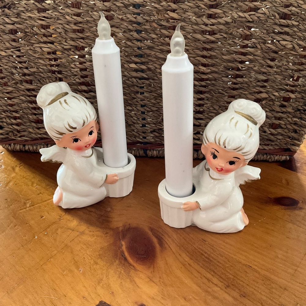 Vintage Ceramic Park Lane Angel Candle Holders - Picture 2 of 11